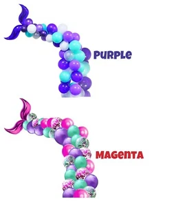 Mermaid Tail Arch Purple Magenta Confetti Filled Balloons 16ft Garland Kit - Picture 1 of 17