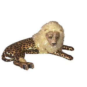 RARA scultura statuina gatto grande MCM vintage ghepardo leone geod criniera cristallo 20" - Foto 1 di 11