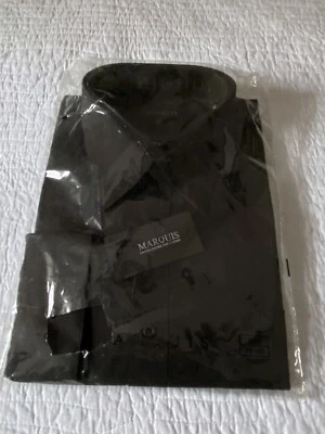 Marquis Wrinkle Resistant  Men's Long Sleeve Black Dress Shirt Size 18.5 34-35 - Image 1 of 4