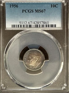 1956 Roosevelt Dime - 90% Silver - PCGS Graded MS67 - Monster Toning!! - Picture 1 of 7