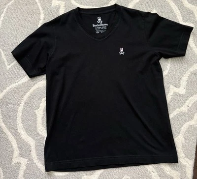 Psycho Bunny T Shirt Youth Boys Large 14/16 V Neck Black Short Sleeve Pima - Image 1 of 3