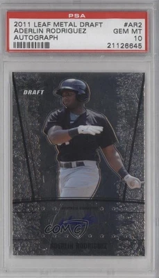 2011 Leaf Metal Draft Aderlin Rodriguez #AU-AR2 PSA 10 GEM MT Auto - Image 1 of 2