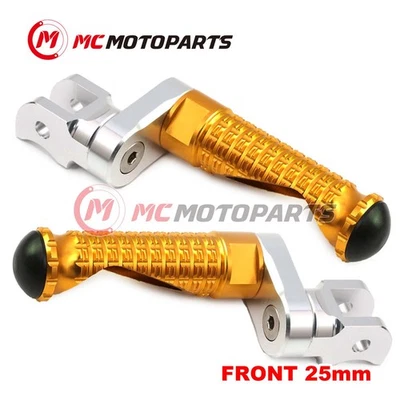 For Triumph Bonneville T100 Carb 02-05 MPRO 25mm Extended GOLD Front Foot Pegs - Image 1 of 4