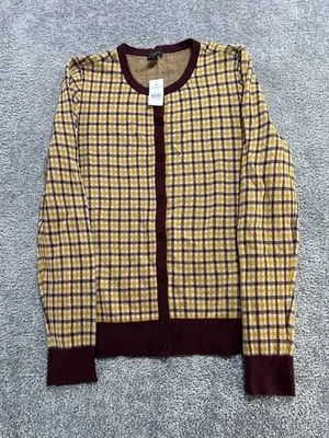 Cárdigan Suéter Mujer Ann Taylor Grande Multicolor Cuadros Algodón Cuello Redondo Nuevo Foto 1 de 4