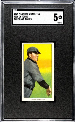 Piedmont Cigarettes 1909 (T206) Cy Young Bare Hand Shows SGC 5 Foto 1 de 2