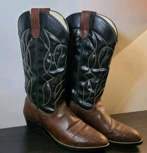 Bronco Vintage Schlangenleder Cowboystiefel Herren Größe 8D Hergestellt in den USA Dunkelbraun Stiefel " - Bild 1 von 8