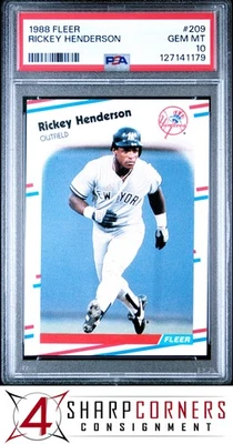 Fleer #209 1988 Rickey Henderson Yankees Hof PSA 10 Foto 1 de 3