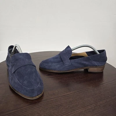 Женские замшевые мокасины Lucky Brand 10 М синие без шнуровки повседневные классические туфли на плоской подошве - Изображение 1 из 4
