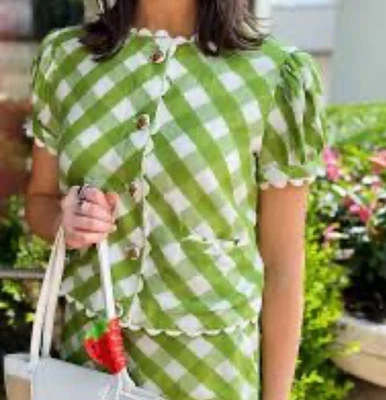 Elizabeth and James Button Down Shirt Short Sleeve Strawberry Coco Top XS - Image 1 of 4