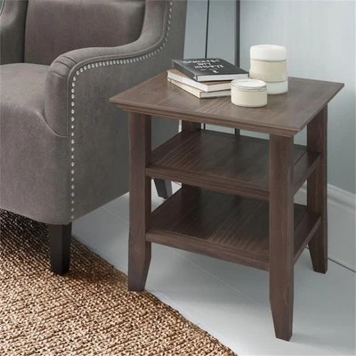 Simpli Home Acadian Wood 19" Square Transitional End Table in Warm Walnut Brown - Image 1 of 4