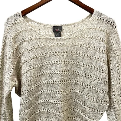 Suéter de punto abierto de ganchillo Dots para mujer lentejuelas plateadas crema talla mediana Foto 1 de 4