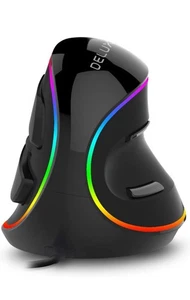 DeLUX Ergonomic Mouse, Wired Large RGB Vertical Mouse with 6 Buttons, 4000DPI - Picture 1 of 10