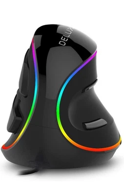 DeLUX Ergonomic Mouse, Wired Large RGB Vertical Mouse with 6 Buttons, 4000DPI - Image 1 of 4
