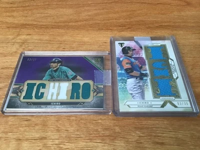 2 tarjetas reliquias de jersey usadas multijuego Ichiro Suzuki. Foto 1 de 4
