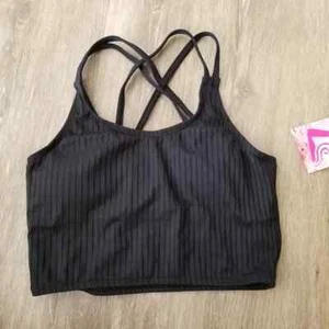 NWT Kanu Surf Black Ribbed Bikini Swim Top Size 16 Youth Girls - Picture 1 of 5