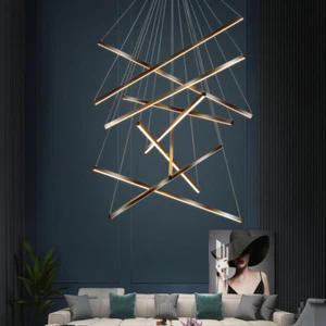 Minimalist Suspension Hanging Light Linear Multi Light LED Ceiling Pendant Lamp - Picture 1 of 10