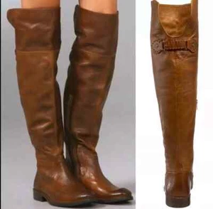 Frye Size 7 M SHIRLEY Brown Leather Over The Knee Riding Boots New Womens Shoes - Picture 1 of 11