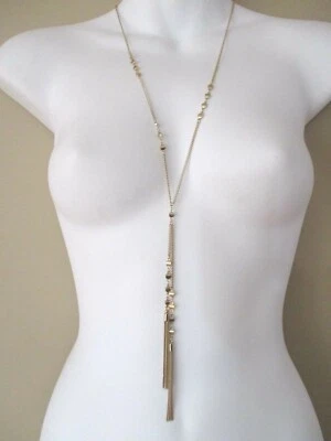 Collar Ann Taylor LOFT Metálico Punto Borla Lariat Colgante Capas Nuevo con Etiquetas 34.50 Foto 1 de 4