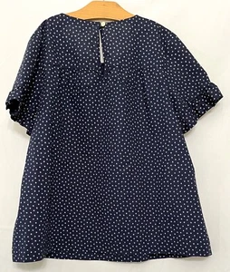 230455 Girls 12 CREWCUTS Blue White Stars S/S Blouse Top EUC - Picture 1 of 3