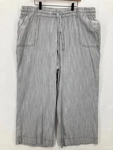 Lane Bryant Pull On Wide Leg Linen Blend Pants Women's Plus 22 Gray Striped NWT - Picture 1 of 13