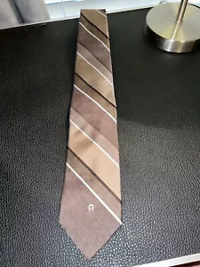 VTG Rare 1980’s Throw Back Etienne Aigner Men’s Neck Tie Brown Strip Good Cond. - Picture 1 of 6