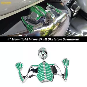 Skull Skeleton Ornament 7" Headlight Visor Skeleton Kit For Harley Dyna Chopper - Picture 1 of 9