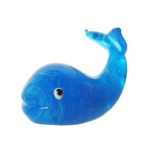 Blue Hand Blown Art Glass Animal Whale Figurine Light Blue Blown Glass Whale - Picture 1 of 6