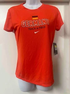 Nike Damen Dri-Fit Deutschland rot Lauf-T-Shirt neu 53-HU134 kostenloser Versand Größe SMALL - Bild 1 von 2
