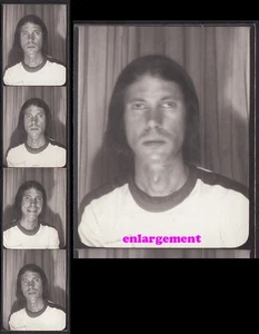 Ojos lunáticos mortales staredown hombre finalmente destella sonrisa ~ tira fotomatón años 60 - Imagen 1 de 5