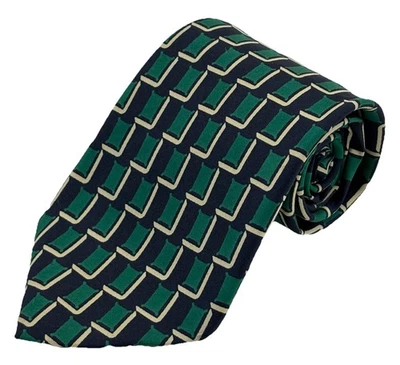 Галстук Turnbull & Asser с узором 100% шелк зеленый темно-синий LN - Изображение 1 из 4