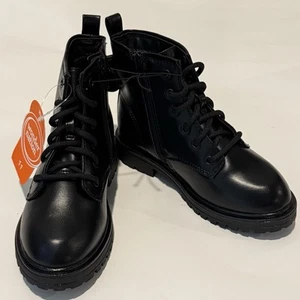 Wonder Nation Black Combat Boots Shoes Zip/Lace Up Toddler Girl 11 NWT NEW - Picture 1 of 15