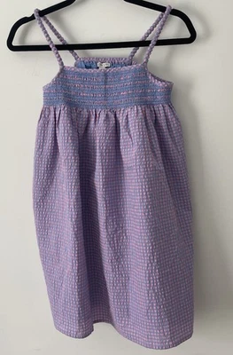 Crewcuts Seer Sucker Purple Blue Checkered Summer Dress Size 12 Beach Party - Image 1 of 4