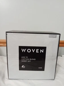 Malouf Woven 600 TC Cotton Blend Sheet Set King Size 4 piece Ash New - Picture 1 of 13