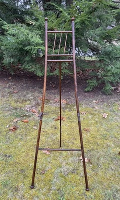 Antiguo soporte de piso de exhibición de caballete de roble y bola Mission Arts & Crafts Foto 1 de 4