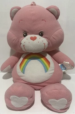 Peluche de colección Care Bears Cheer Bear rosa arco iris 31"" 2004 raro Foto 1 de 3