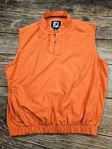 FJ Foot Joy Mens L Orange Golf Vest Sleeveless Windbreaker Pockets EUC - Picture 1 of 7
