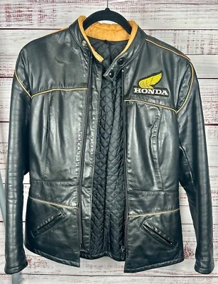 Chaqueta Honda Racing Vintage Cuero Negra Talla 12 Foto 1 de 4