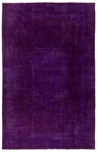 6.8x10 Ft Vintage Medallion Design Turkish Wool Rug, Contemporary Purple Carpet - Picture 1 of 5