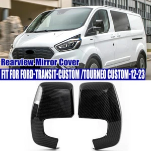 CARBON FIBRE EFFECT WING MIRROR COVERS For FORD TRANSIT CUSTOM 2012+ TOURNEO - Picture 1 of 11