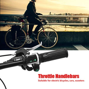 1Pair Waterproof LCD Display Throttle Handlebar Grip for Electric Bike Scooter - Picture 1 of 15
