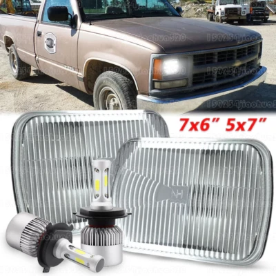 Par de faros LED de haz alto/bajo de 7x6" para camioneta Chevy C1500 C2500 C3500 Suburban Foto 1 de 4
