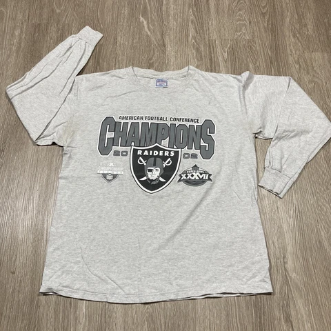 Vintage Raiders Shirt L 00s Y2K AFC Champions Vegas One For All NFL Game-day Tee Cover