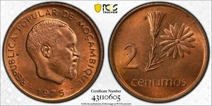 1975 Mozambique 2 Centimos PCGS MS 65RB - Picture 1 of 3