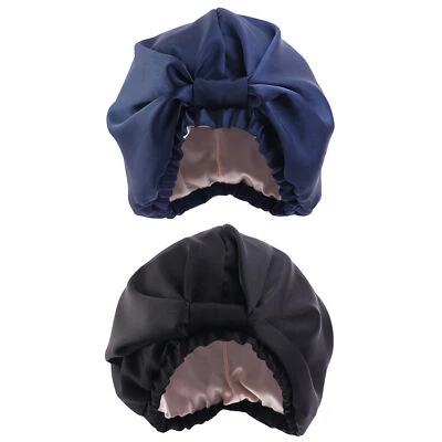 US Women Satin Night Sleep Cap Hair Bonnet Hat Silk Head Cover Wide Elastic Band - Image 1 of 4
