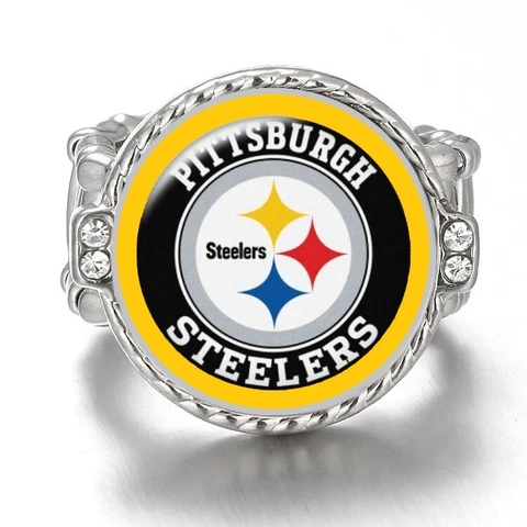 Special Pittsburgh Steelers Silver Women's Crystal Accent Football Ring D12 Cover