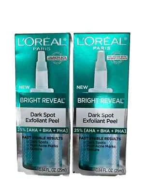 L'OREAL BRIGHT REVEAL DARK SPOT EXFOLIANT PEEL 0.84 OZ BOXED (LOT OF 2) - Image 1 of 2