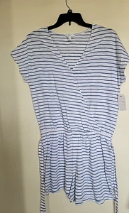 Time and Tru White Striped Womens Jumpsuit Size L NEW - Imagen 1 de 3