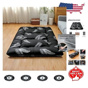 Queen Size Japanese Floor Mattress - Portable Foldable Futon with Washable Cover - Picture 1 of 8