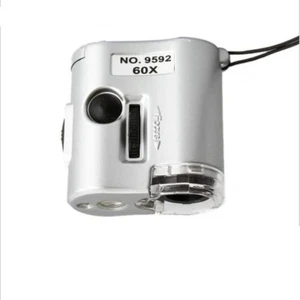 60x Mini LED UV lighted Portable Pocket Microscope Jewelry Magnifier Loupe Glass - Picture 1 of 9