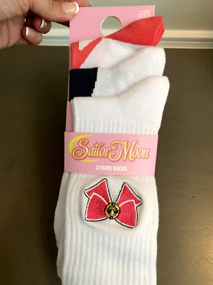 Sailor Moon socks pack of 3 new nwt gift primark white tube adult womens 6-10 - Image 1 of 4